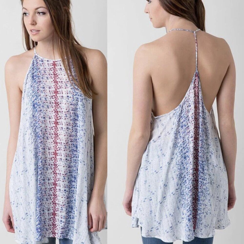Free People Intimately Blue Red White All Wrapped Up Tank Dress Top 47068